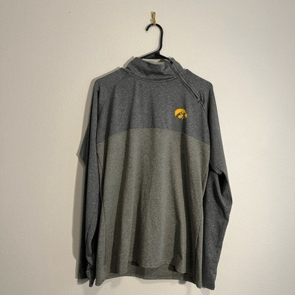 Iowa Hawkeyes Rivalry Threads Women Grey Colorblock Asymmetric 1/4 Zip Top Large - Picture 2 of 6